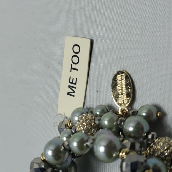 Ali khan pave Crystal ball bead memory wire Bracelet in shades of black gray - Picture 4 of 6